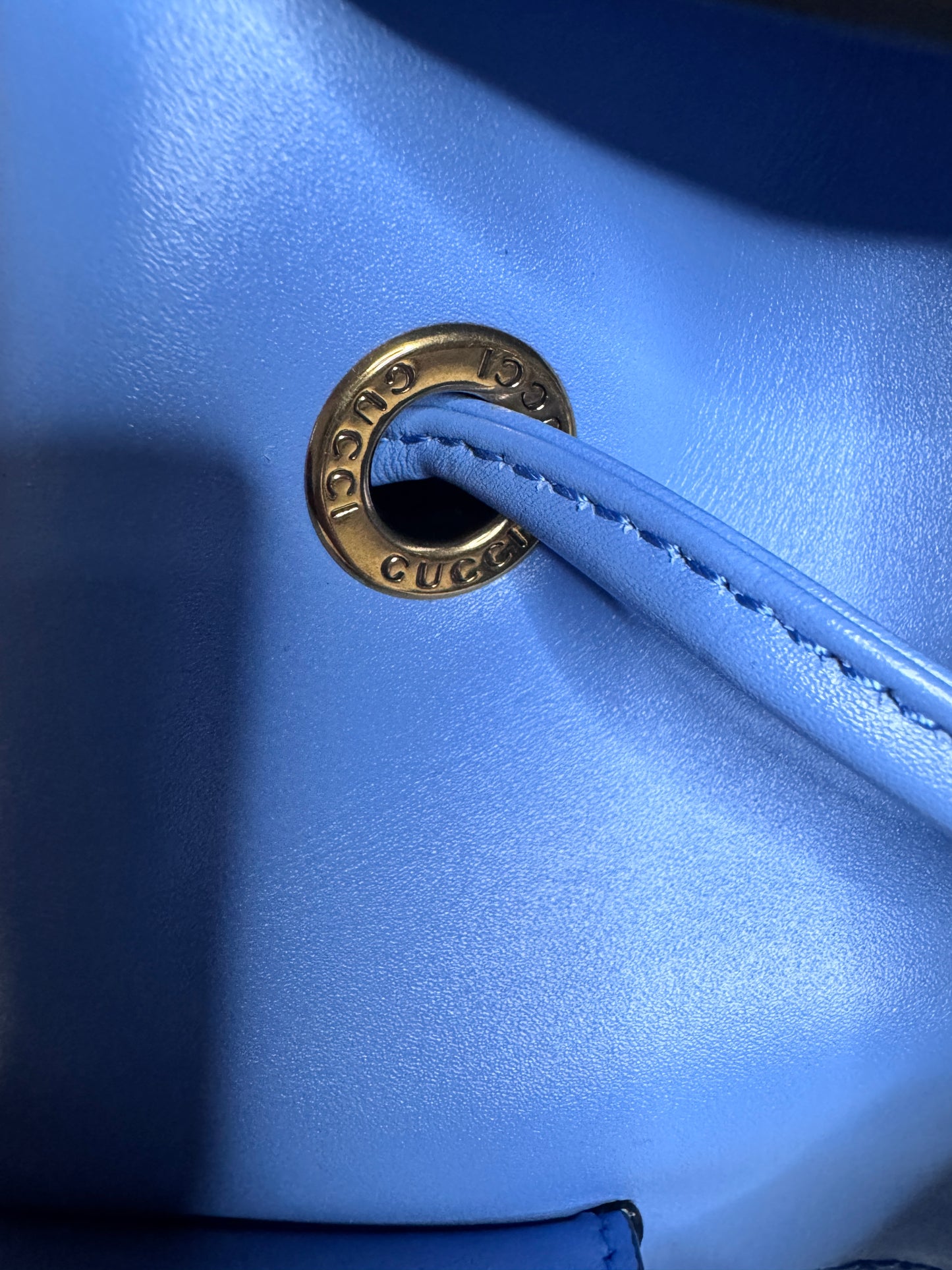 Gucci Bamboo Rucksack Small Blue Leather Backpack