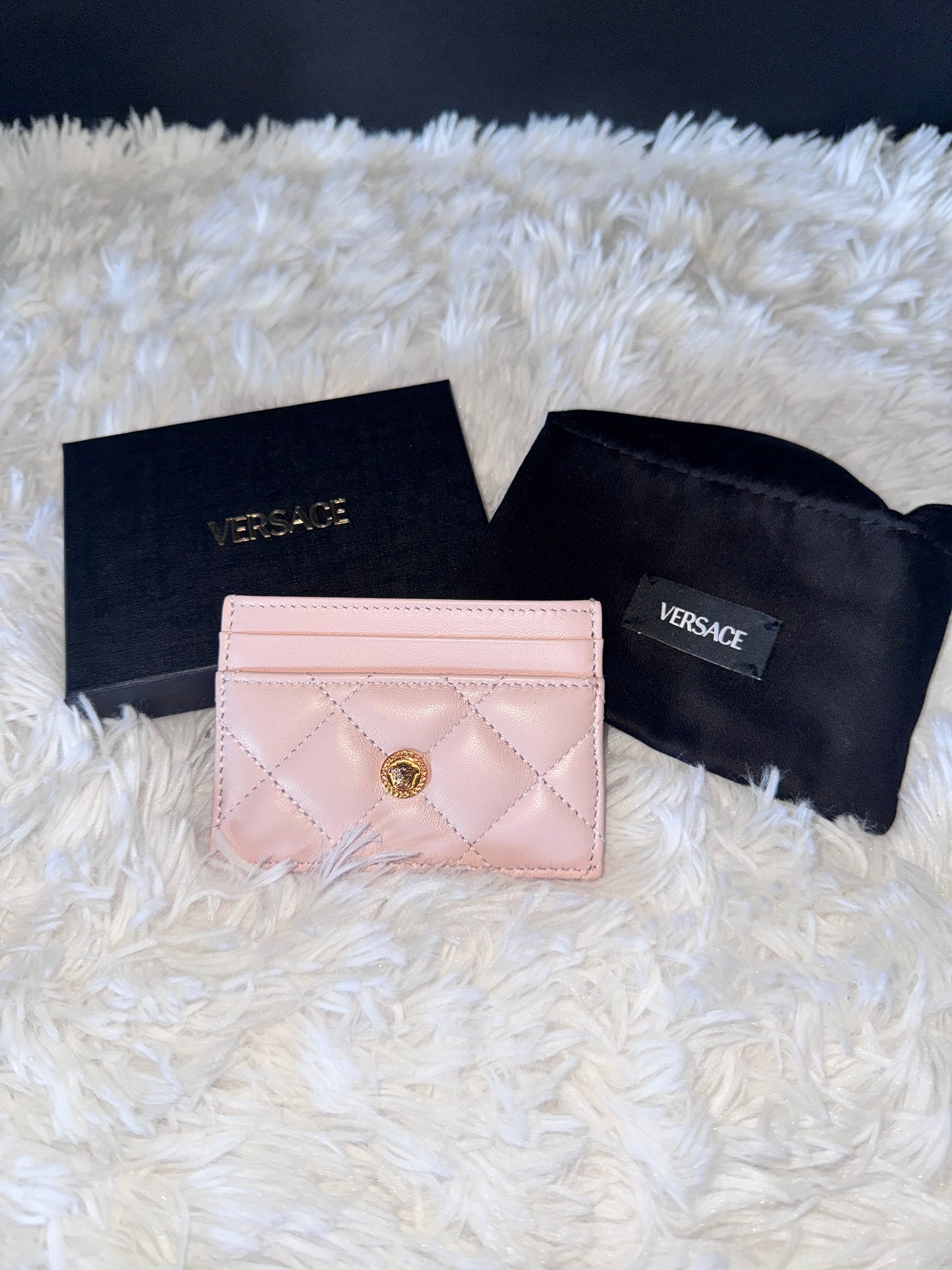 Versace Pink Quilted Leather Card Case