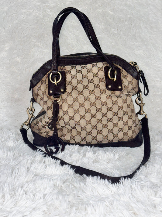 GUCCI GG Canvas Tote Bag with Interlocking G Charm