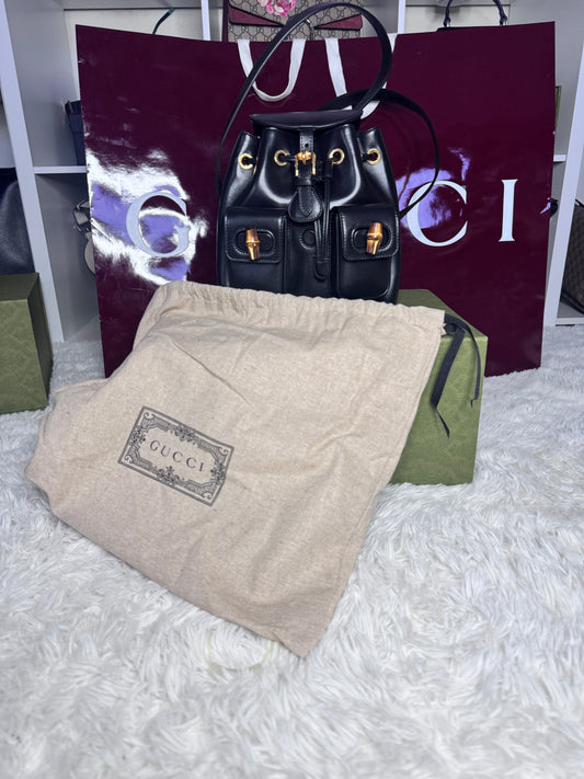 Gucci Bamboo Rucksack Small Black Leather Backpack